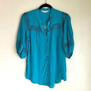 Anthropologie Edme & Esyllte Turquoise Blouse Size 4